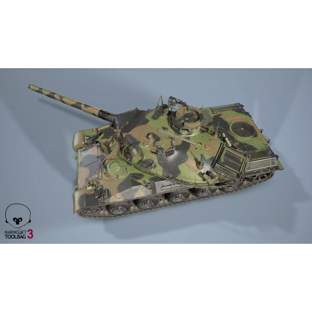 French Tank AMX-30b 3D Model – Low Poly PBR Game Asset, FBX, OBJ - View 3