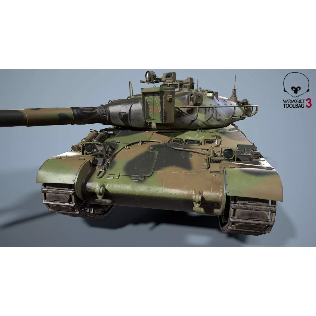 French Tank AMX-30b 3D Model – Low Poly PBR Game Asset, FBX, OBJ - View 6