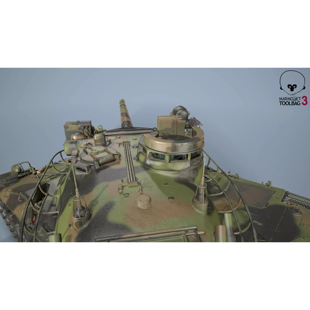 French Tank AMX-30b 3D Model – Low Poly PBR Game Asset, FBX, OBJ - View 7