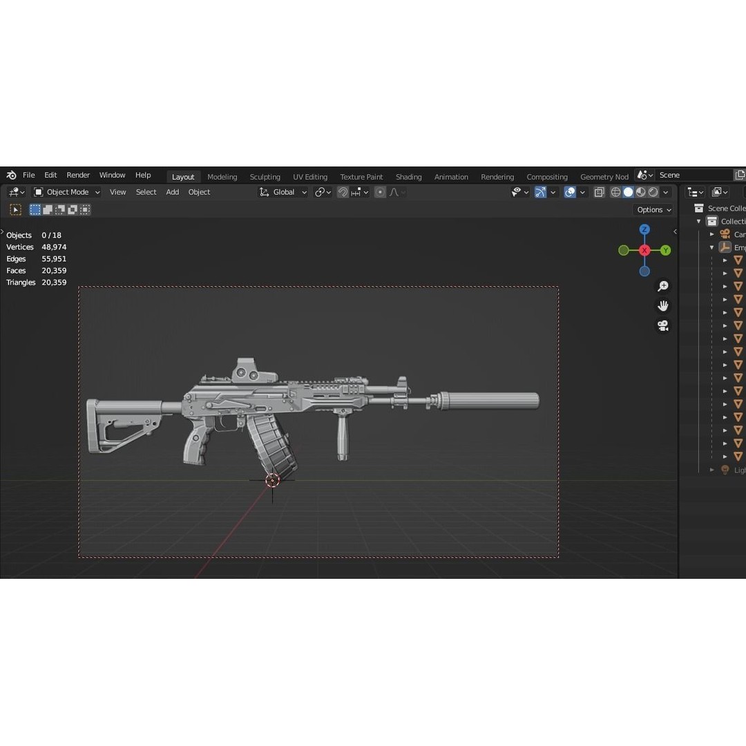 Kalashnikov AK-12 3D Model – Low Poly Game Asset with PBR Textures