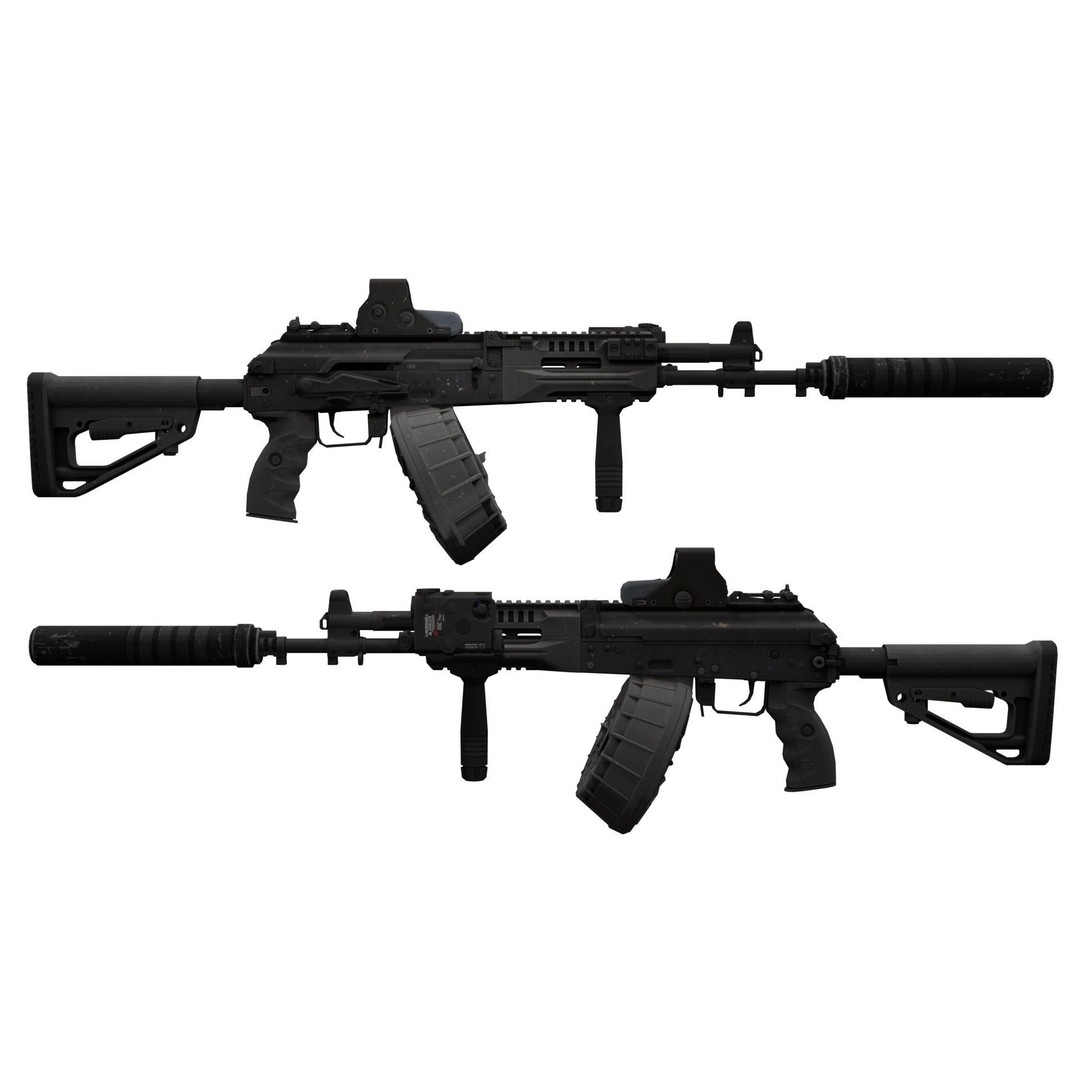 Kalashnikov AK-12 3D Model – Low Poly Game Asset with PBR Textures - View 3