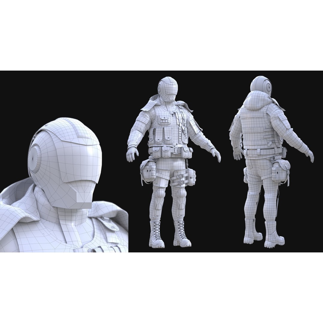 Military Outfit 3D Model – Modular Rigged Character for Unreal Engine - View 16