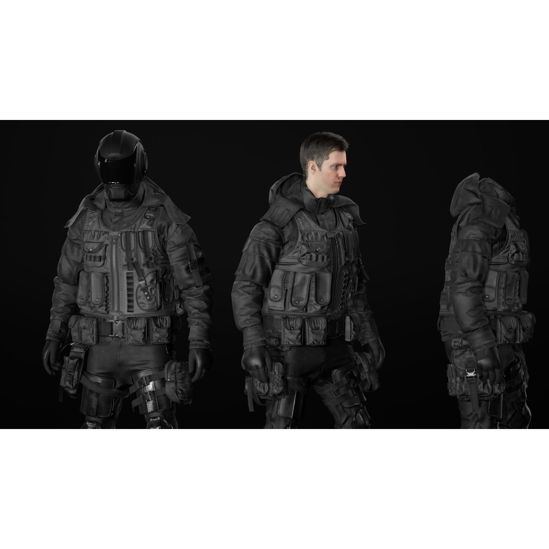Military Outfit 3D Model – Modular Rigged Character for Unreal Engine - View 20