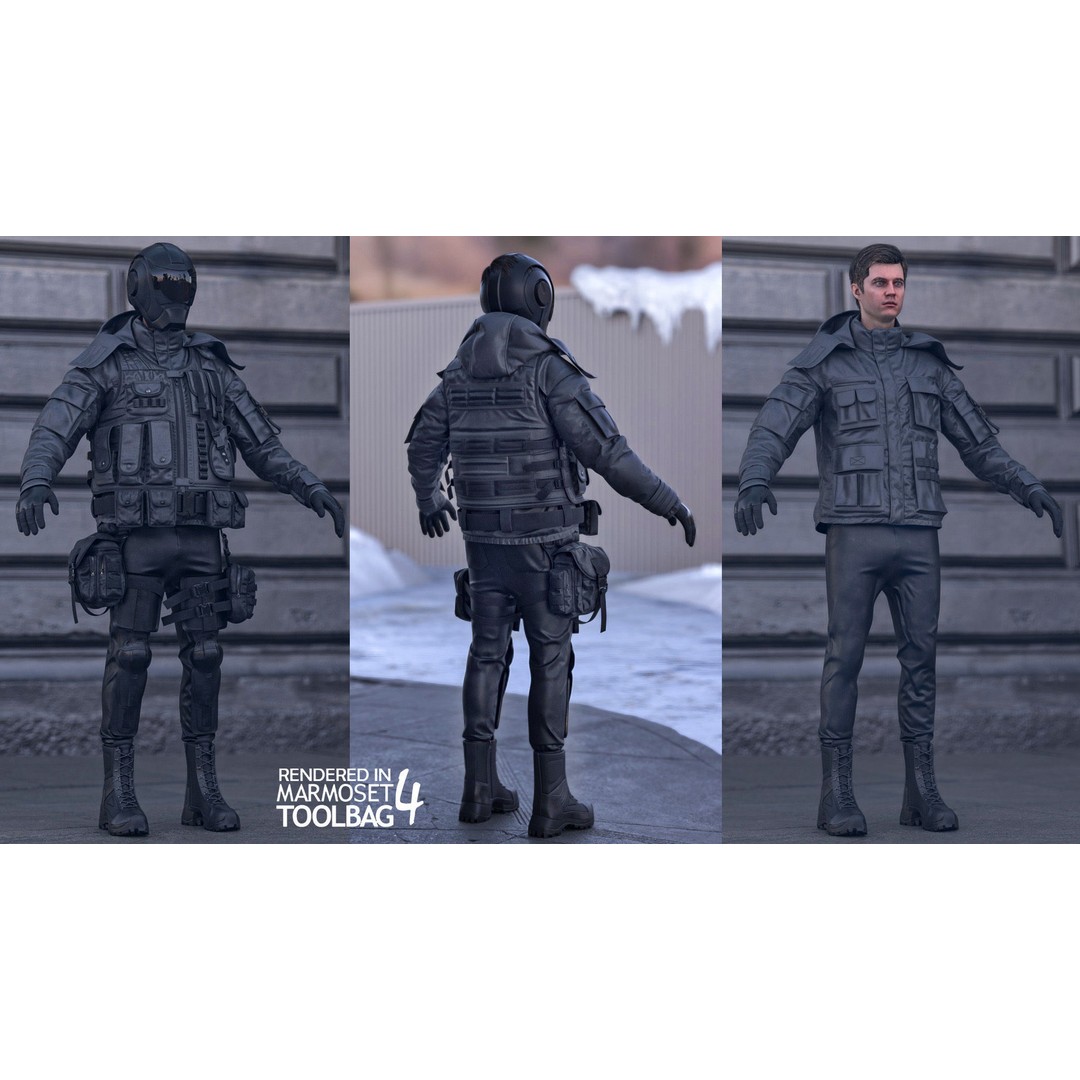Military Outfit 3D Model – Modular Rigged Character for Unreal Engine - View 4