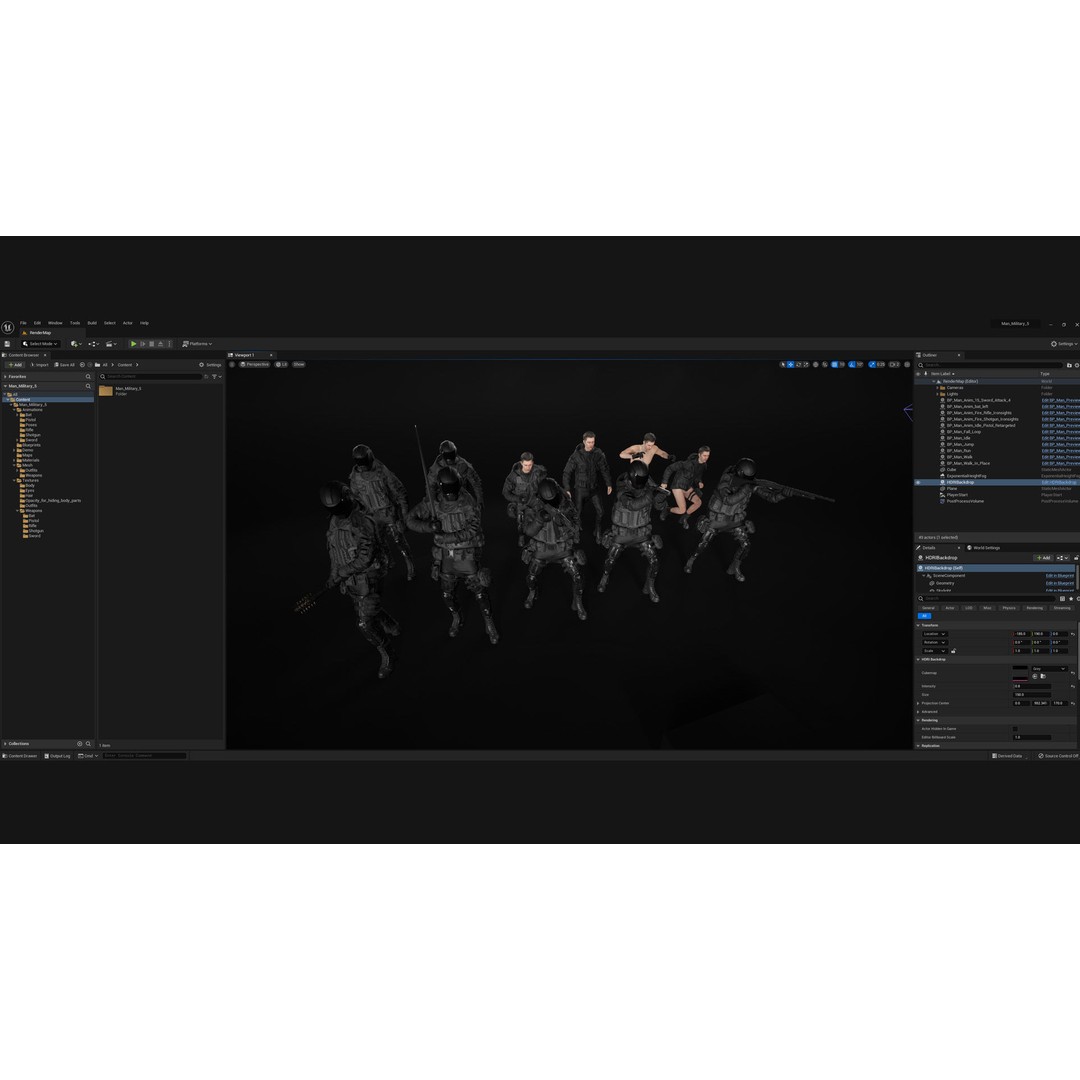 Military Outfit 3D Model – Modular Rigged Character for Unreal Engine - View 6
