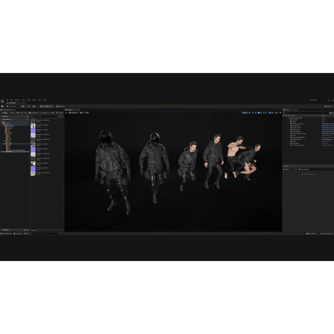 Military Outfit 3D Model – Modular Rigged Character for Unreal Engine - View 7