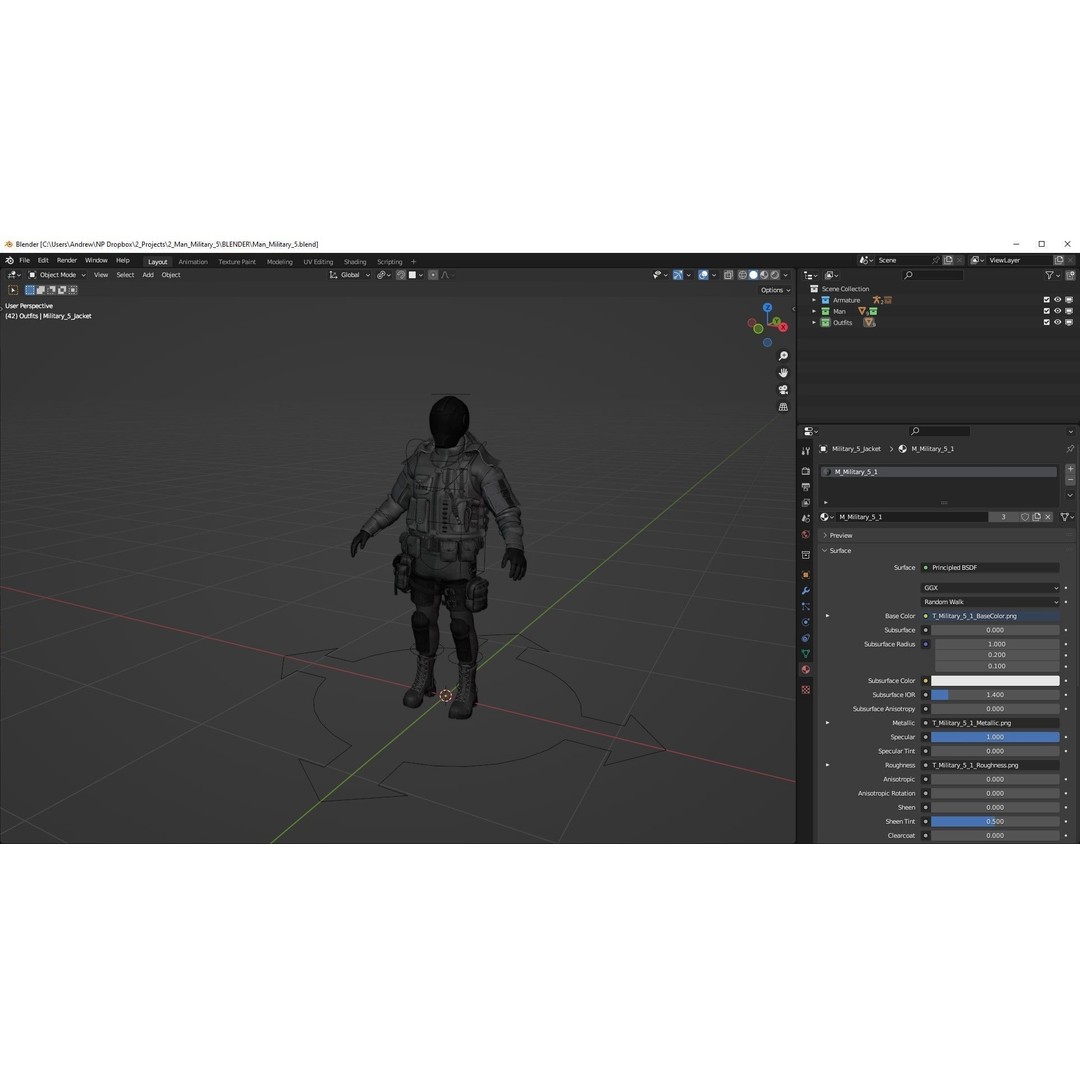 Military Outfit 3D Model – Modular Rigged Character for Unreal Engine - View 8