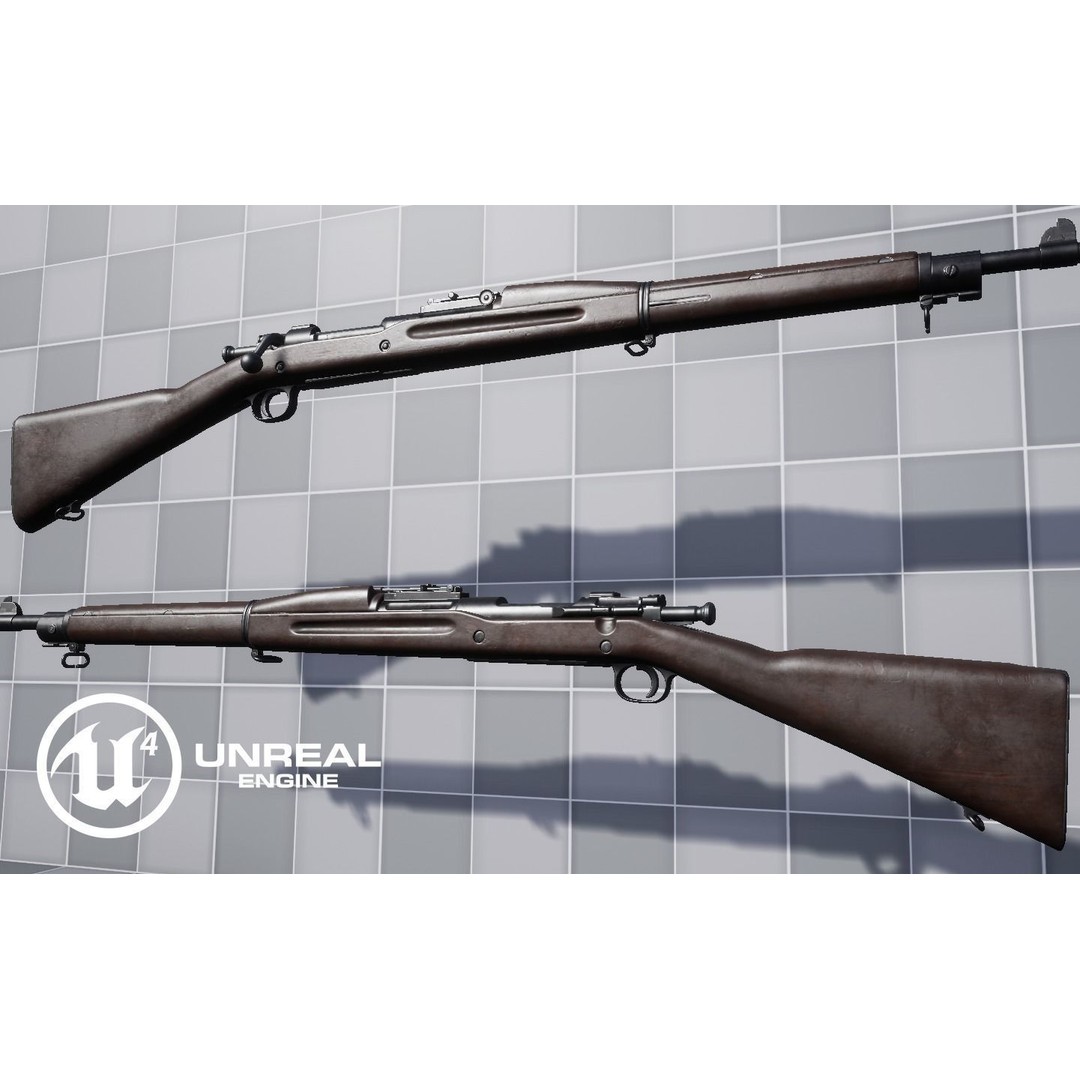 M1903 A3 Rifle 3D Model – Low Poly Game Ready Asset, FBX, PBR