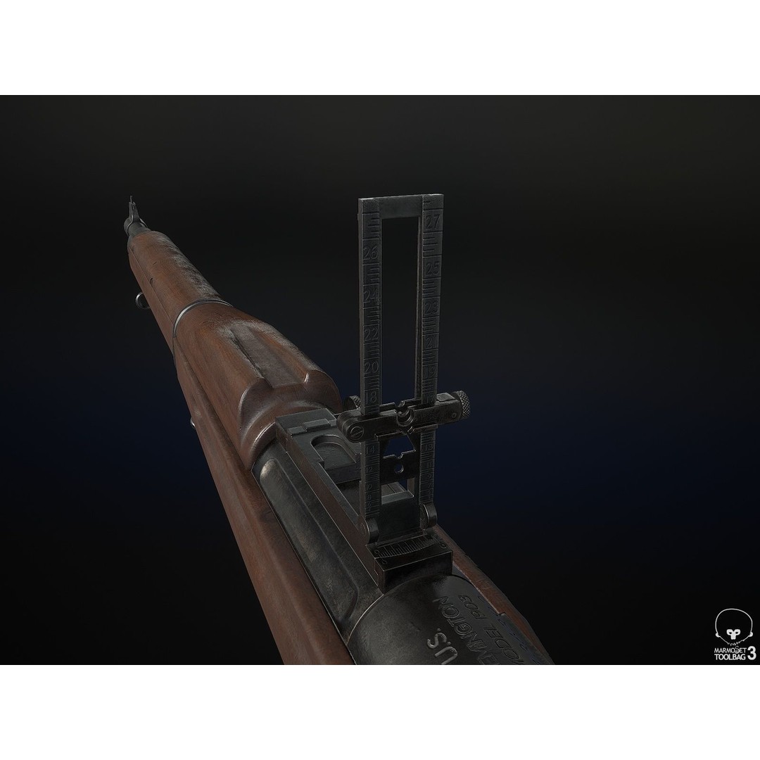 M1903 A3 Rifle 3D Model – Low Poly Game Ready Asset, FBX, PBR - View 10