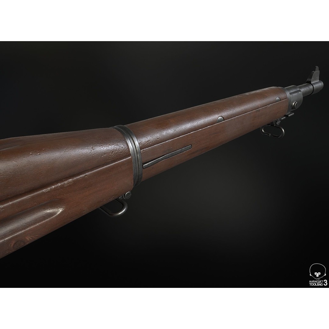 M1903 A3 Rifle 3D Model – Low Poly Game Ready Asset, FBX, PBR - View 12