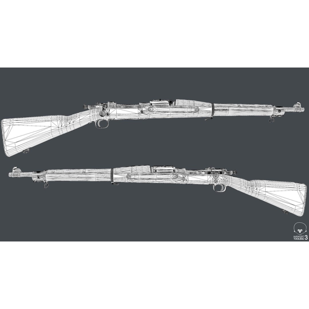 M1903 A3 Rifle 3D Model – Low Poly Game Ready Asset, FBX, PBR - View 15