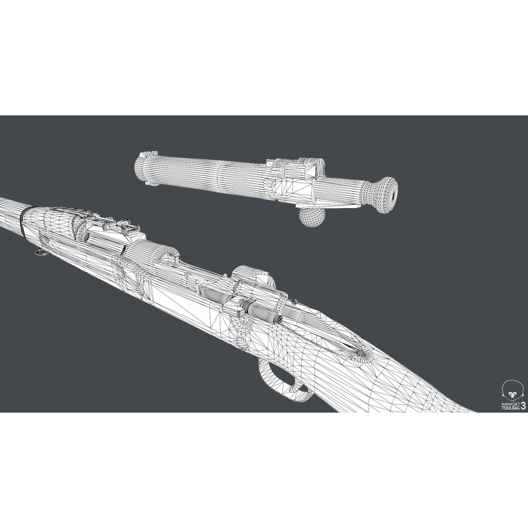 M1903 A3 Rifle 3D Model – Low Poly Game Ready Asset, FBX, PBR - View 17