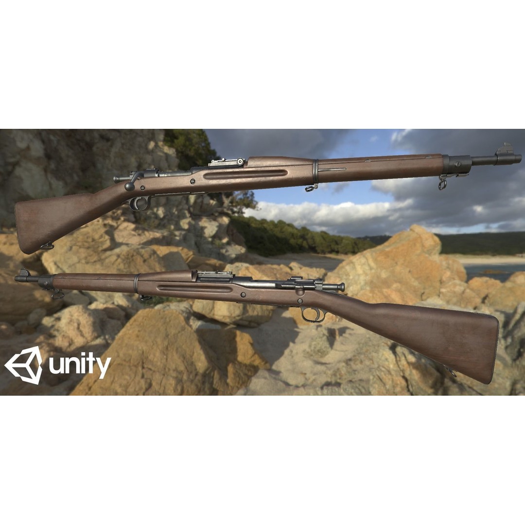 M1903 A3 Rifle 3D Model – Low Poly Game Ready Asset, FBX, PBR - View 20