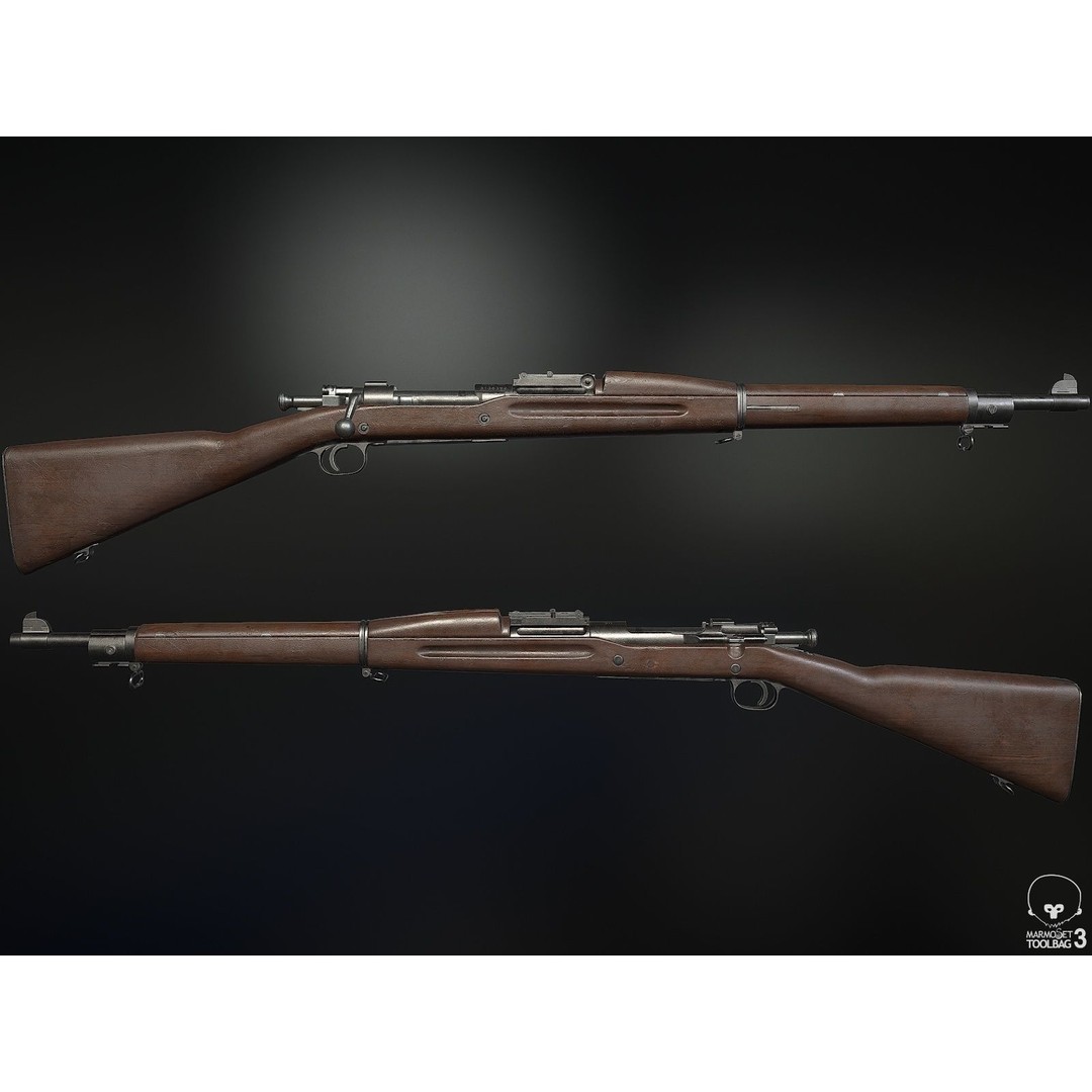 M1903 A3 Rifle 3D Model – Low Poly Game Ready Asset, FBX, PBR - View 3