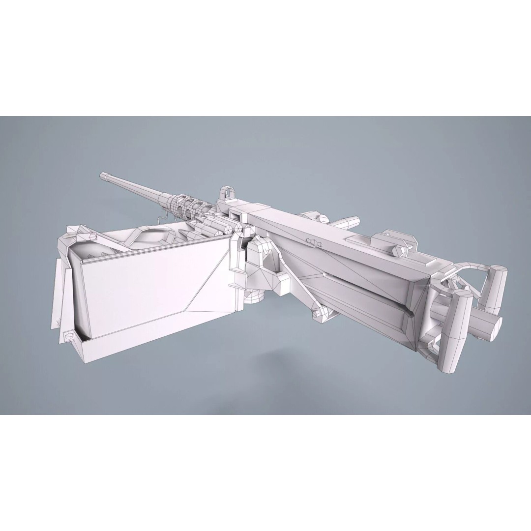 M2 Browning Machine Gun 3D Model – Low Poly Game Asset, FBX/OBJ - View 10