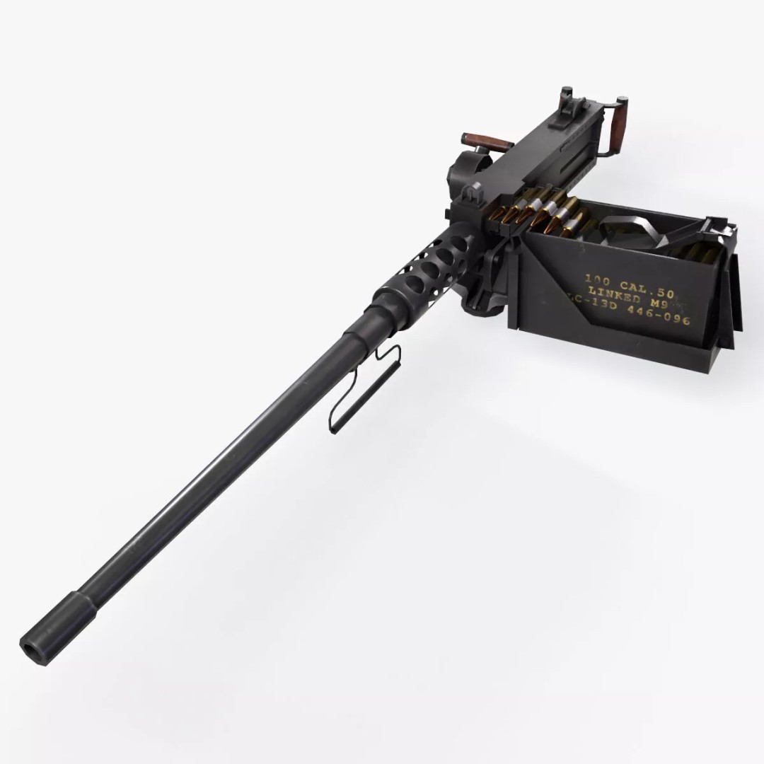 M2 Browning Machine Gun 3D Model – Low Poly Game Asset, FBX/OBJ - View 2