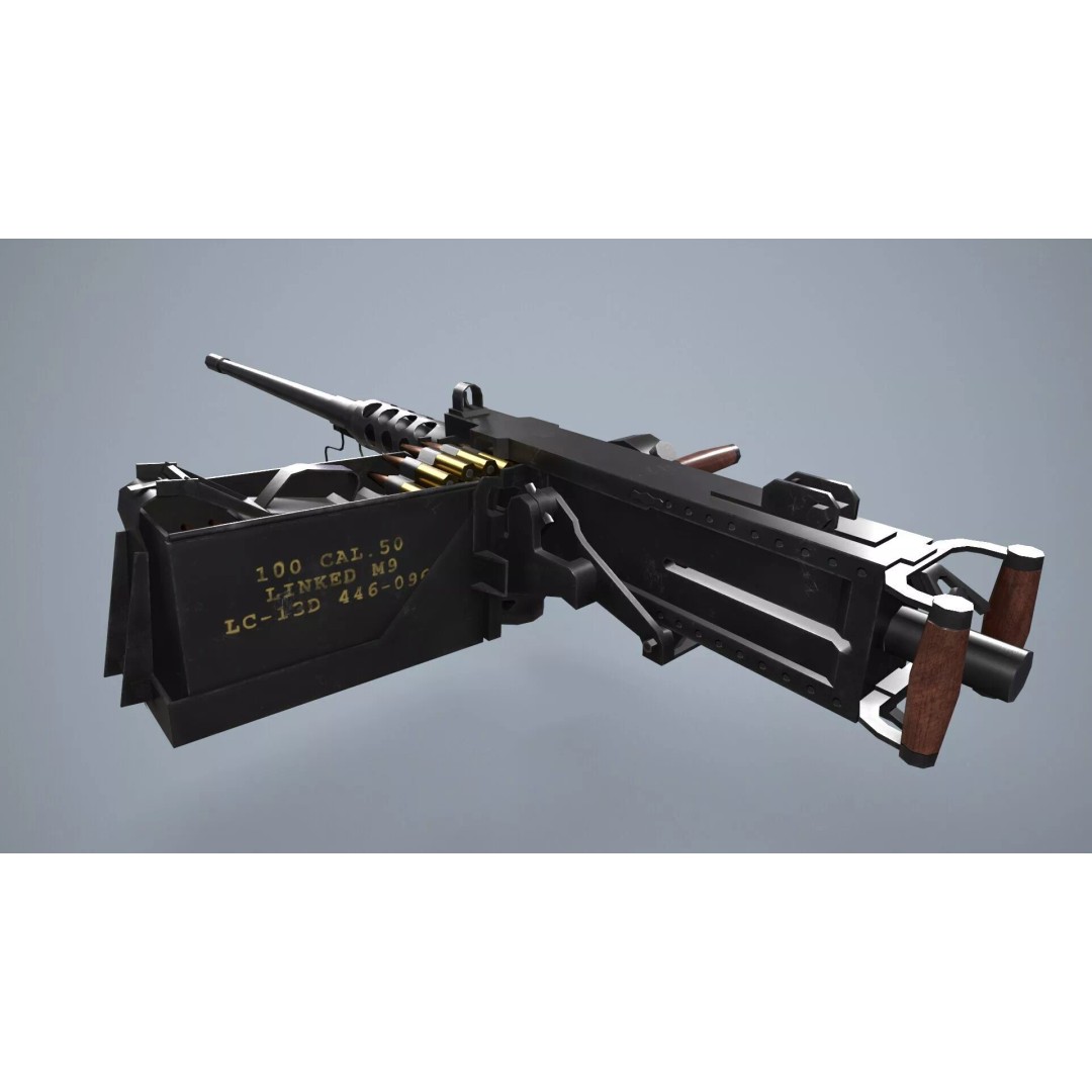 M2 Browning Machine Gun 3D Model – Low Poly Game Asset, FBX/OBJ - View 4