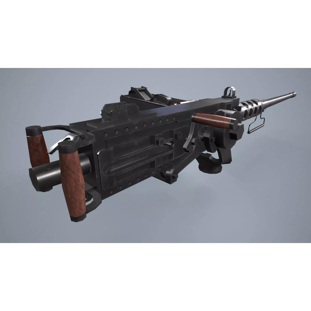 M2 Browning Machine Gun 3D Model – Low Poly Game Asset, FBX/OBJ - View 5