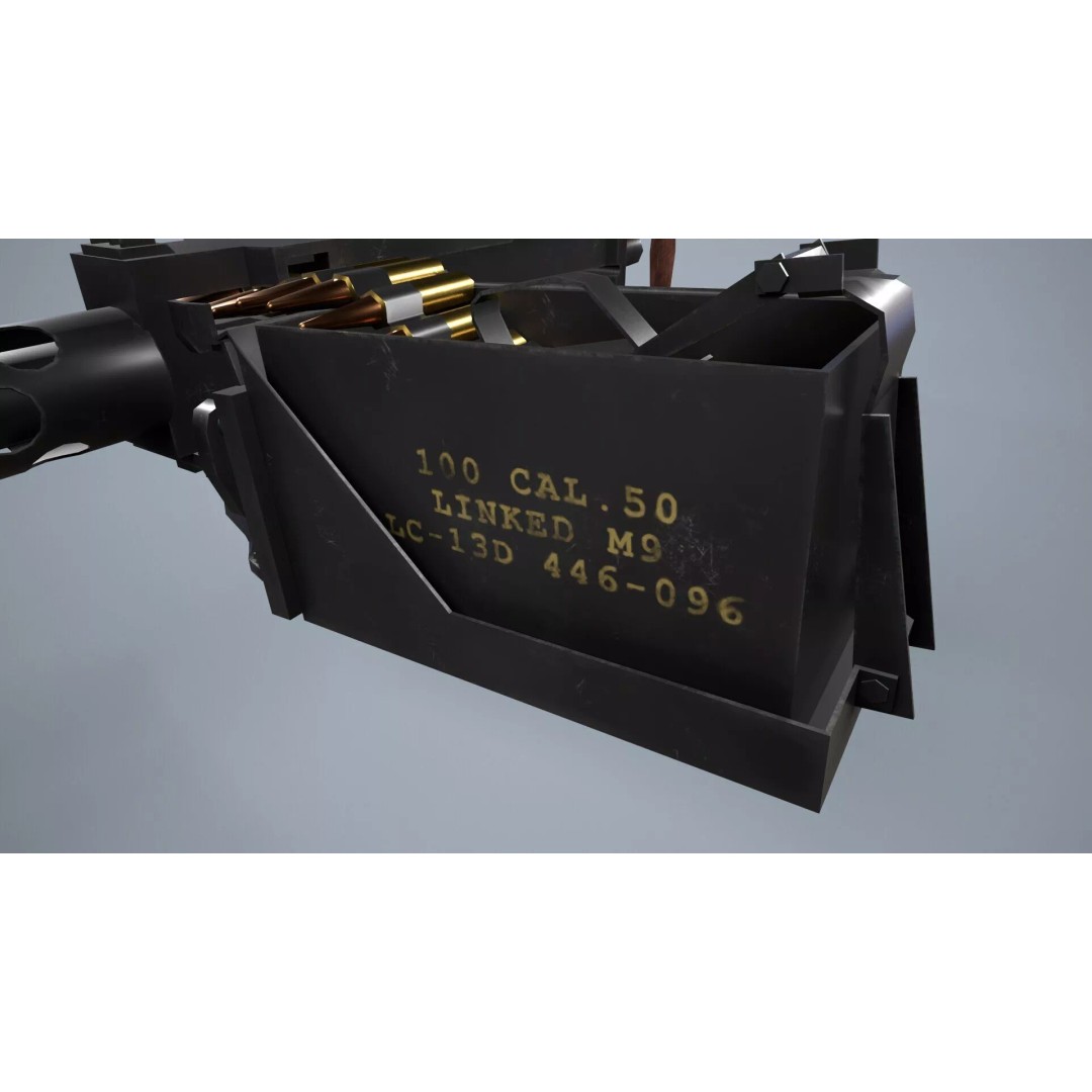 M2 Browning Machine Gun 3D Model – Low Poly Game Asset, FBX/OBJ - View 6