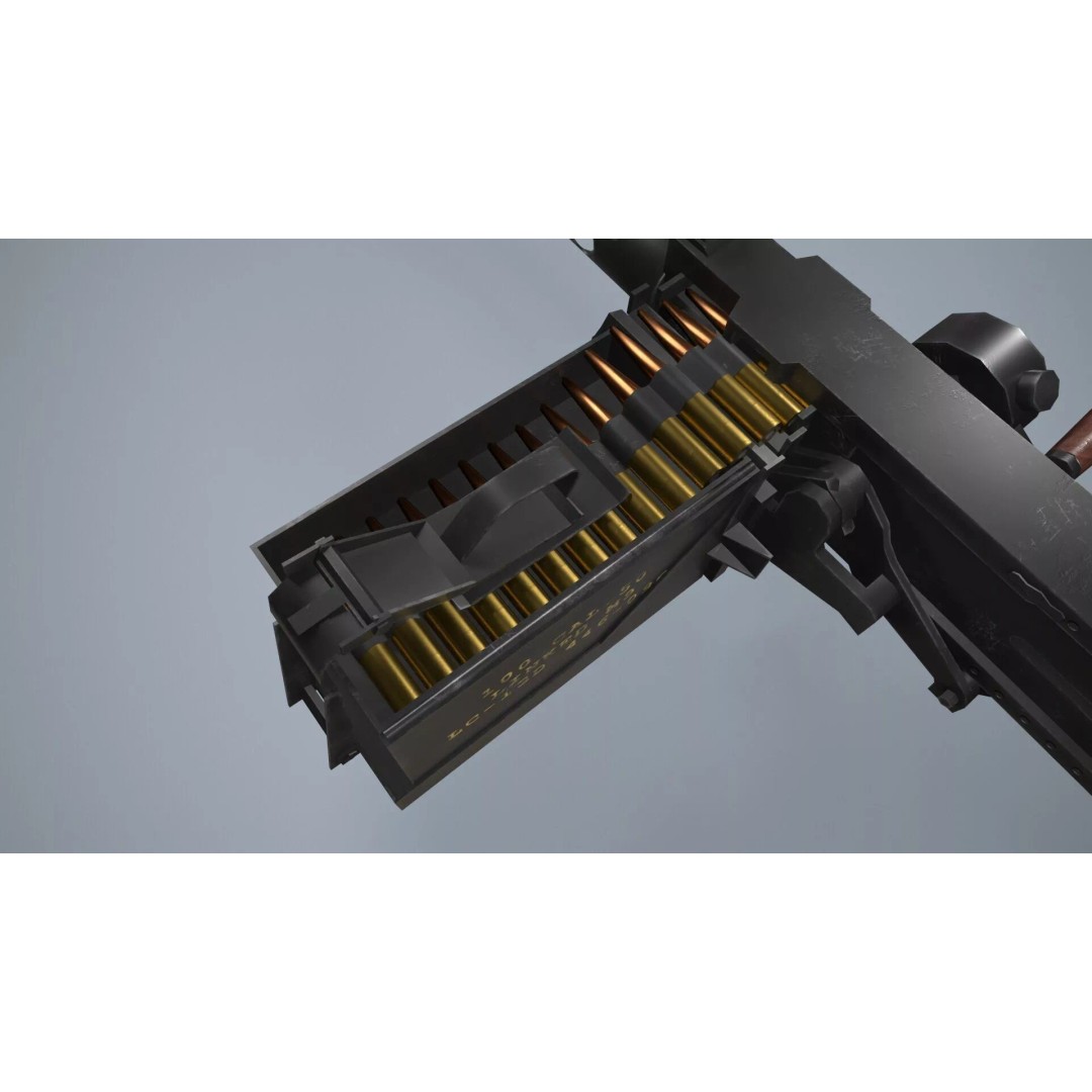 M2 Browning Machine Gun 3D Model – Low Poly Game Asset, FBX/OBJ - View 7