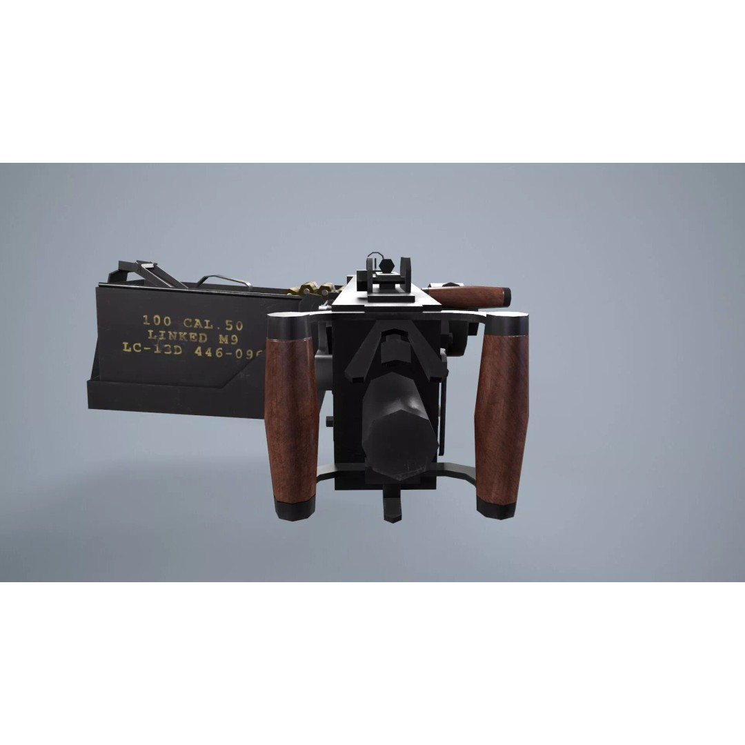 M2 Browning Machine Gun 3D Model – Low Poly Game Asset, FBX/OBJ - View 8