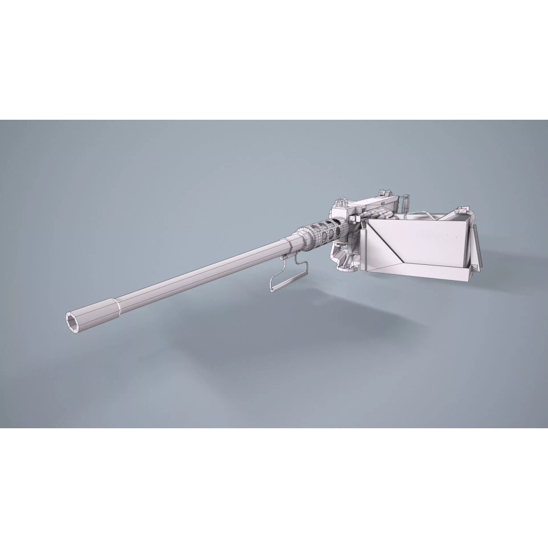 M2 Browning Machine Gun 3D Model – Low Poly Game Asset, FBX/OBJ - View 9