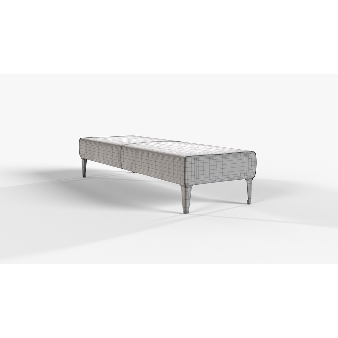 White Textile Bench 3D Model – Low Poly PBR Furniture Asset - View 7