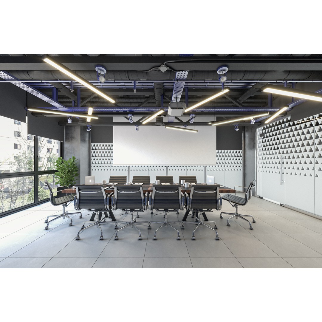 Meeting Room 3D Model – Modern Interior Scene with FBX, OBJ Formats - View 3