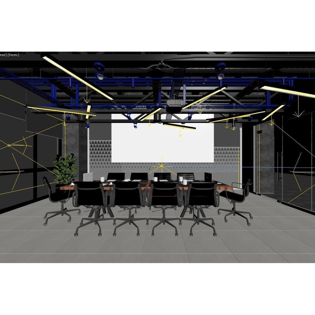 Meeting Room 3D Model – Modern Interior Scene with FBX, OBJ Formats - View 5