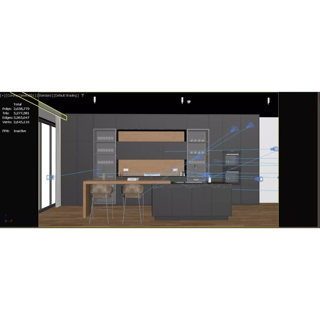 Modern Kitchen 3D Model – Stylish Interior Design with PBR Materials - View 17