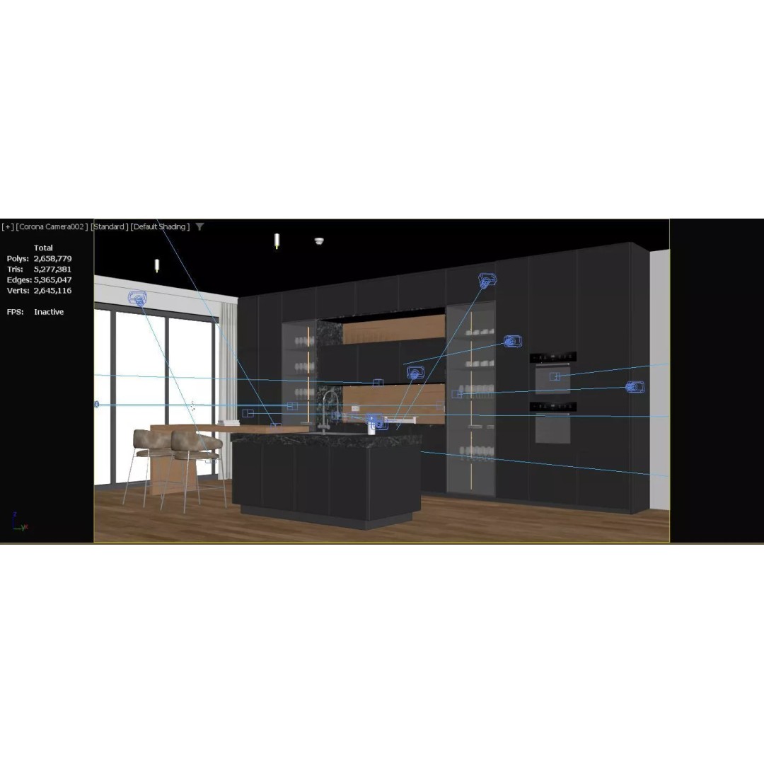 Modern Kitchen 3D Model – Stylish Interior Design with PBR Materials - View 19