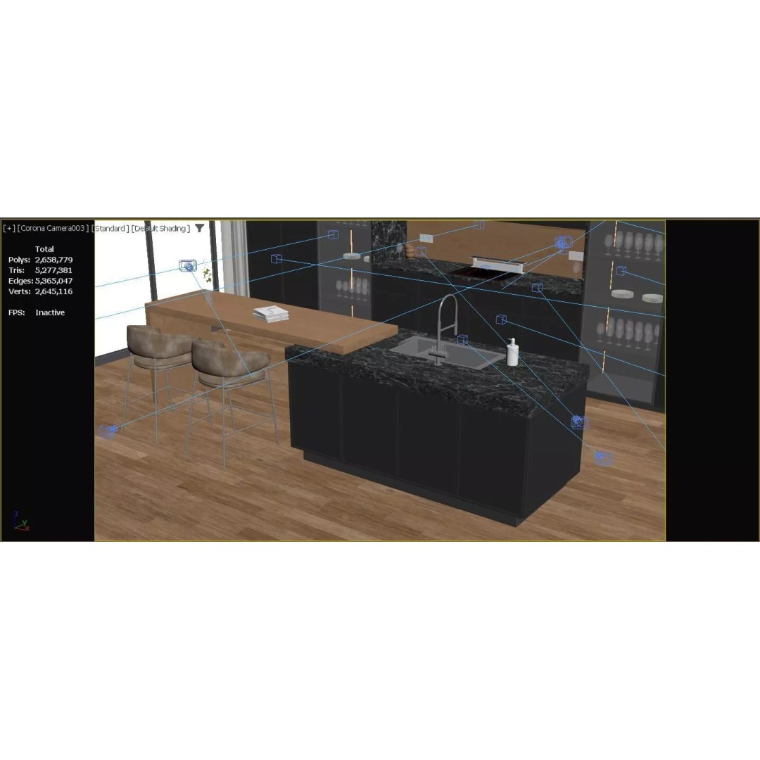 Modern Kitchen 3D Model – Stylish Interior Design with PBR Materials - View 20