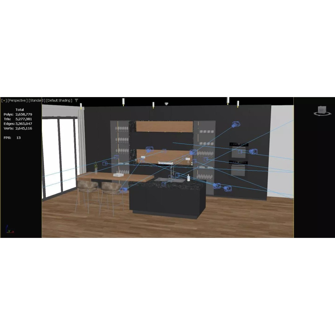 Modern Kitchen 3D Model – Stylish Interior Design with PBR Materials - View 23