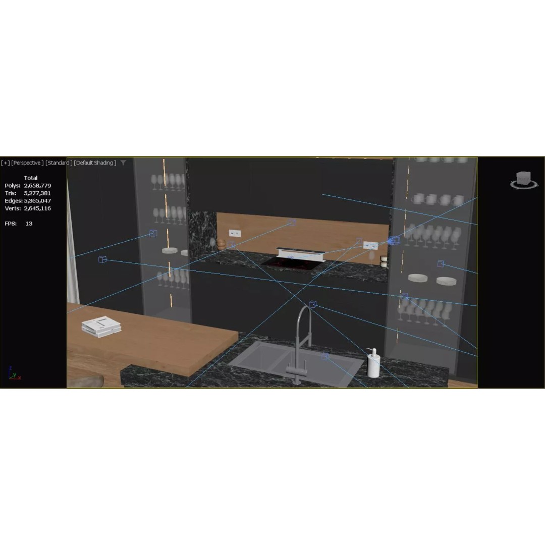 Modern Kitchen 3D Model – Stylish Interior Design with PBR Materials - View 24
