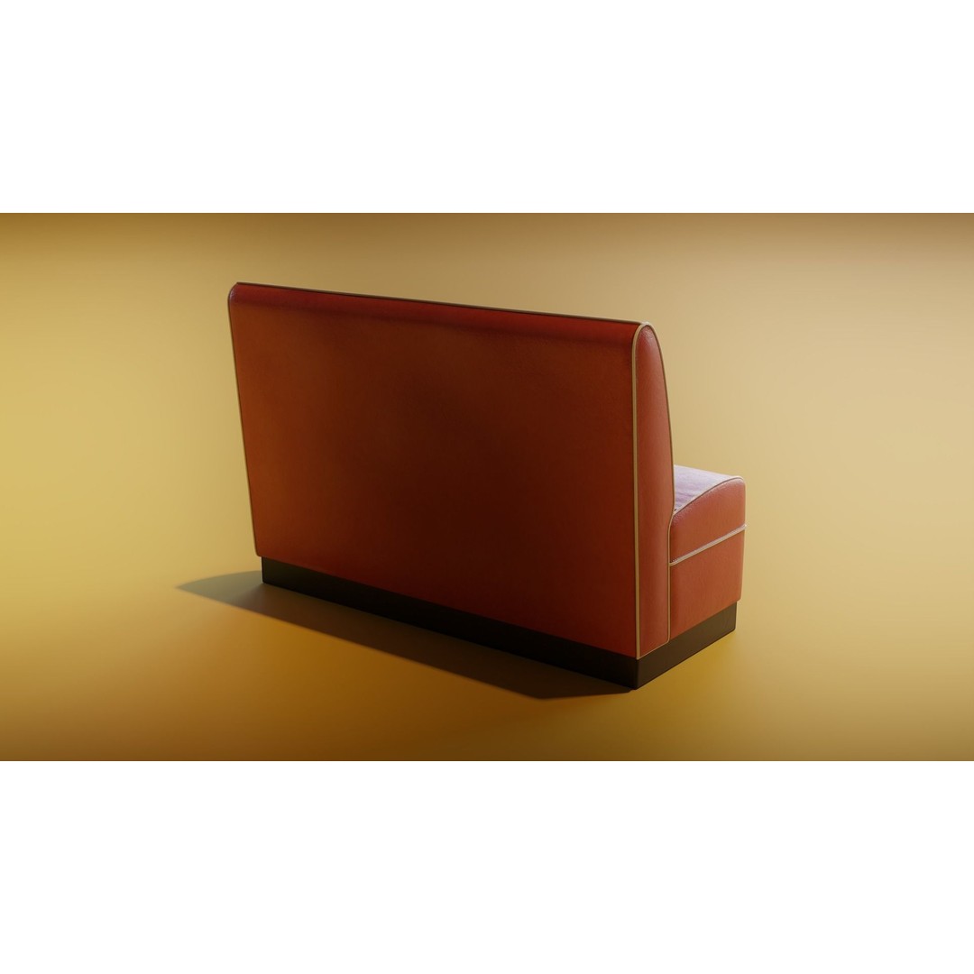 Retro Diner Booth 3D Model – Low Poly Furniture Asset, FBX - View 10