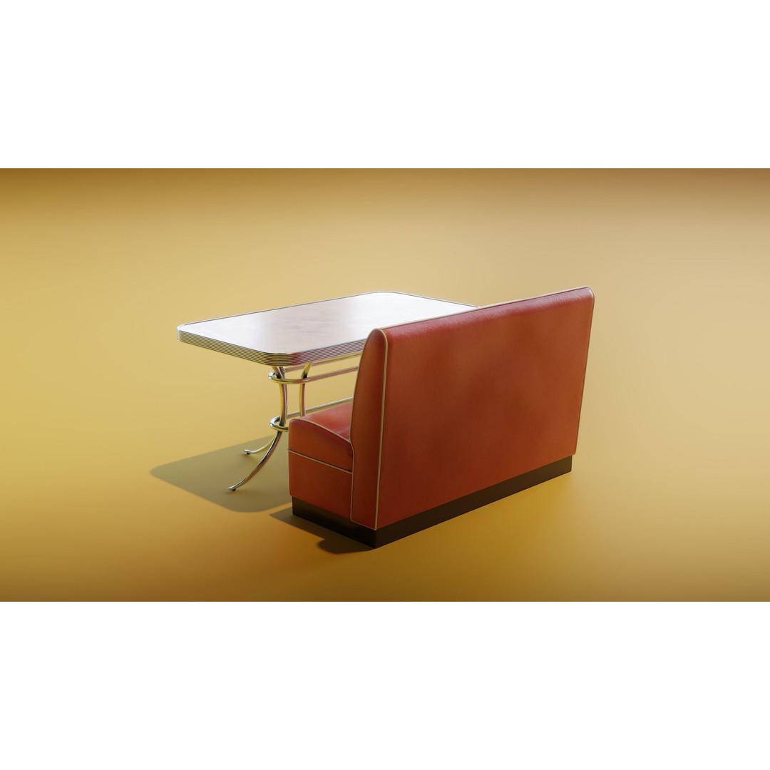 Retro Diner Booth 3D Model – Low Poly Furniture Asset, FBX - View 6