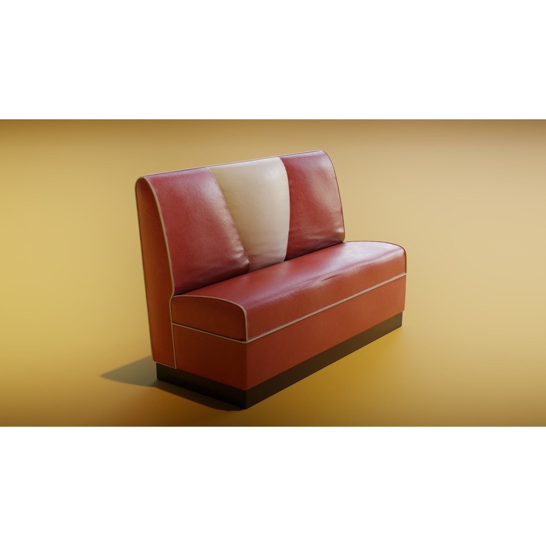 Retro Diner Booth 3D Model – Low Poly Furniture Asset, FBX - View 9