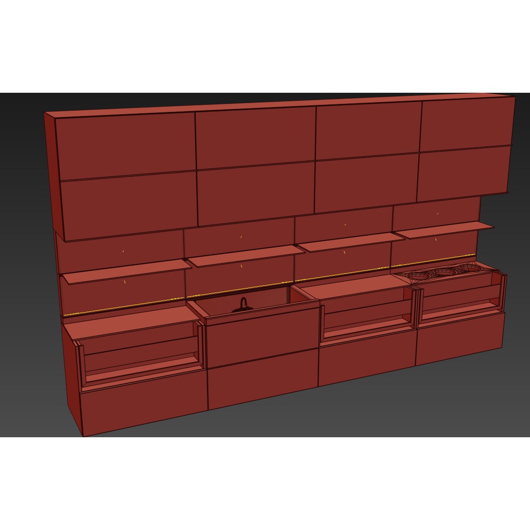 Spa Set Kitchen 3D Model – Retro Style with Shelves and Sink