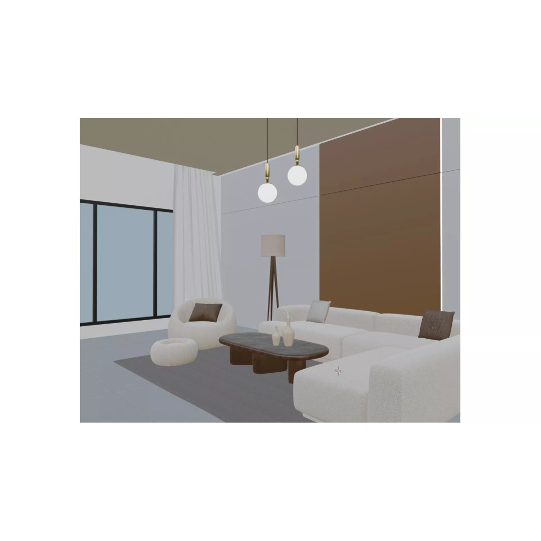 Modern Living Room 3D Model – Minimalist Interior Scene, Blender - View 11