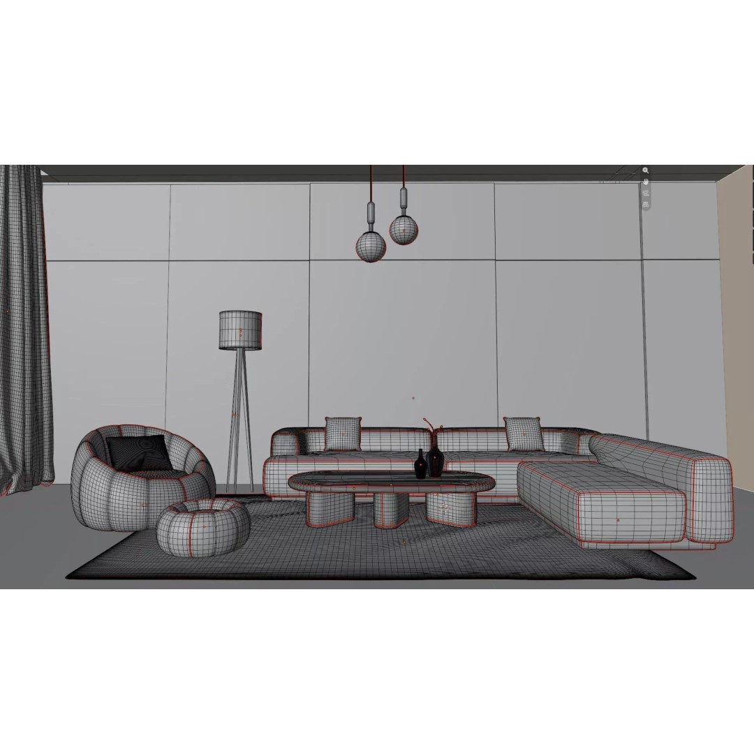 Modern Living Room 3D Model – Minimalist Interior Scene, Blender - View 12