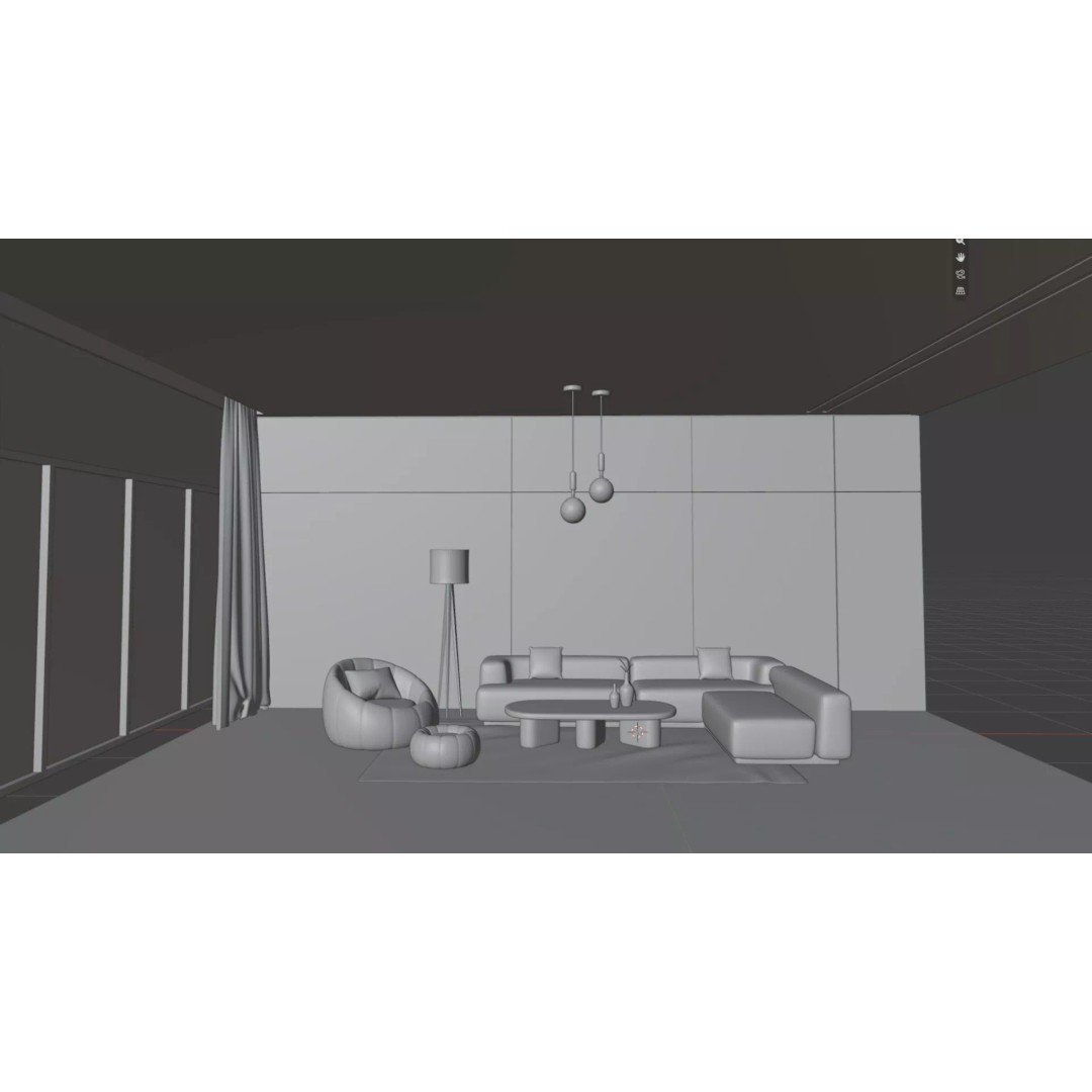 Modern Living Room 3D Model – Minimalist Interior Scene, Blender - View 15