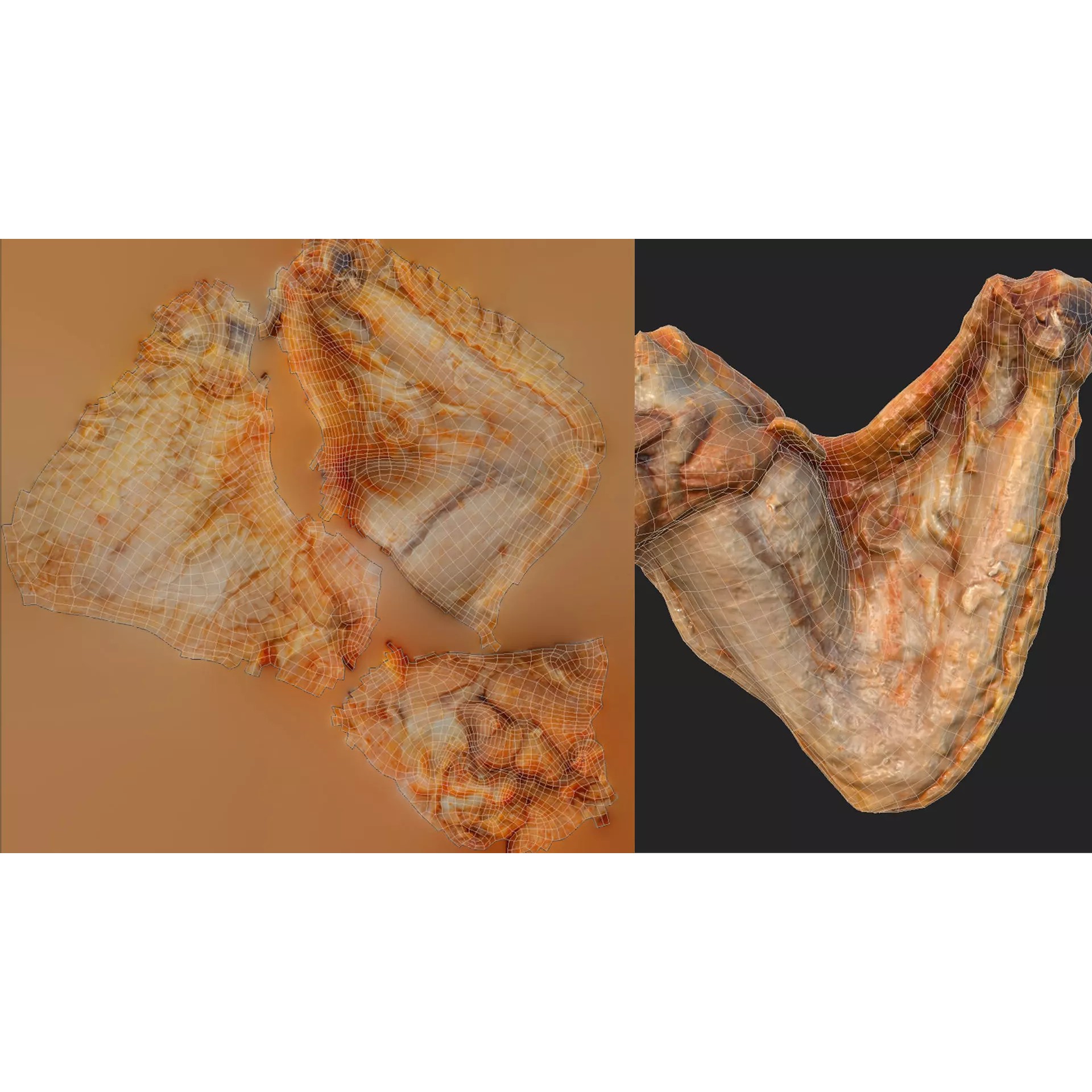 Chicken and Parts - Low-Poly Game-Ready 3D Model - View 12