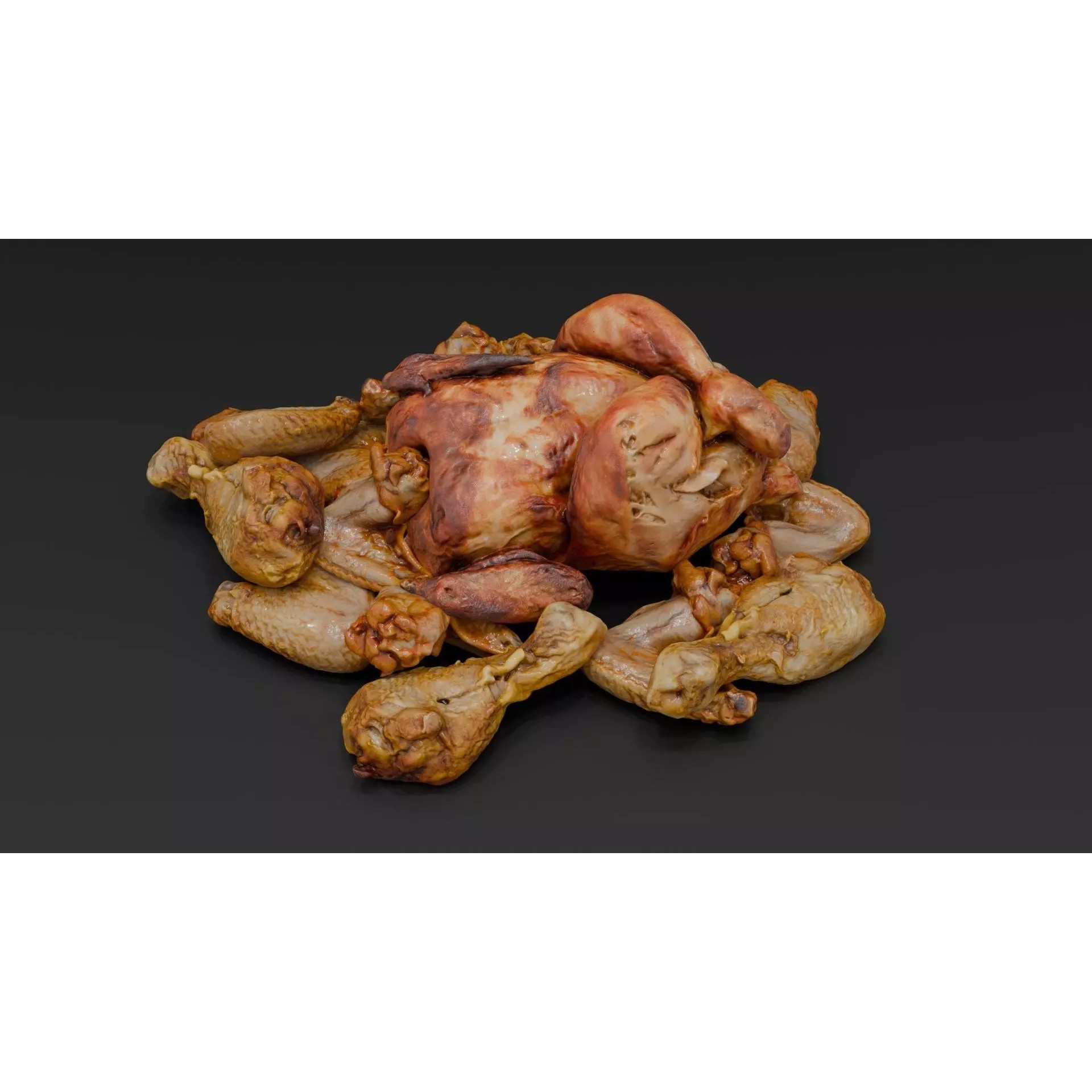 Chicken and Parts - Low-Poly Game-Ready 3D Model - View 2