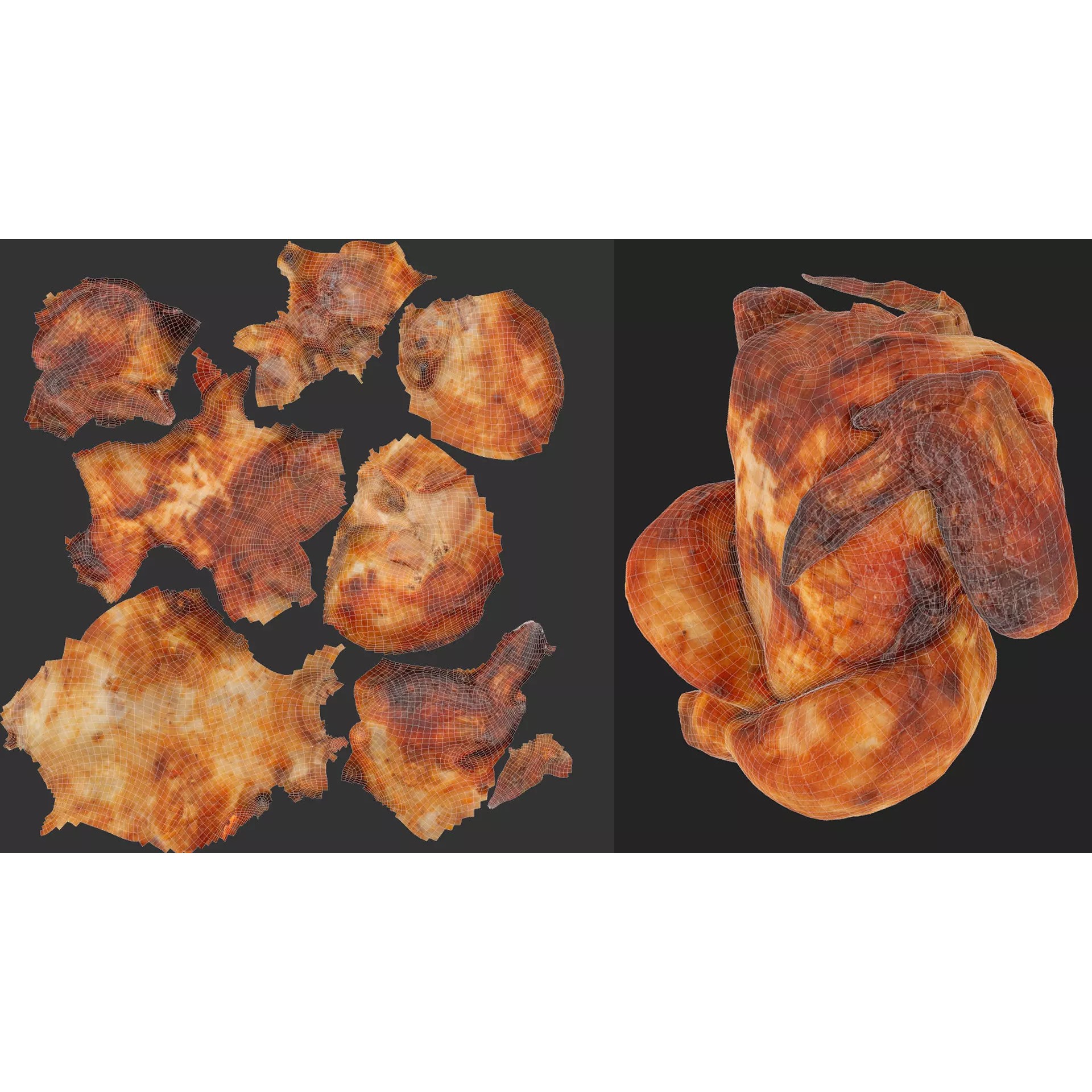Chicken and Parts - Low-Poly Game-Ready 3D Model - View 8