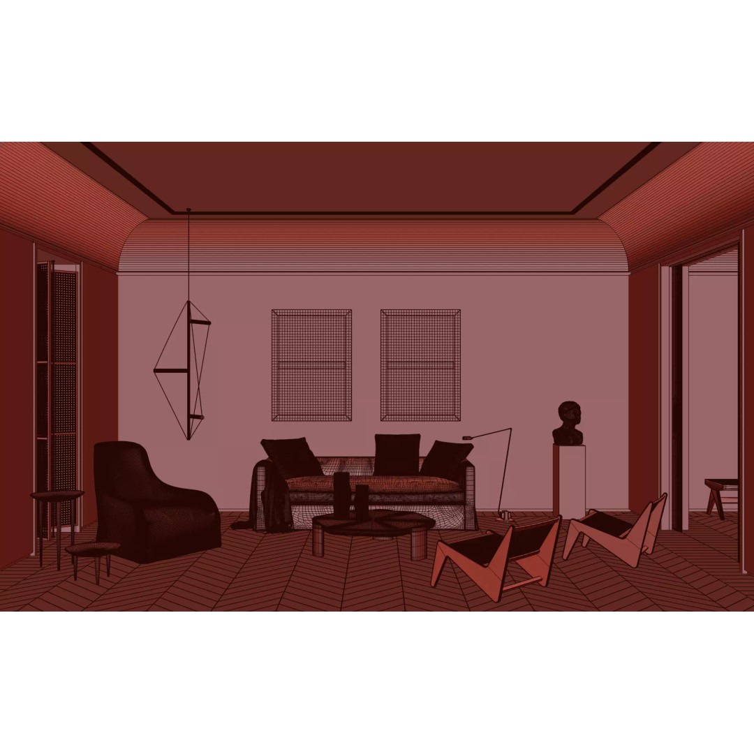 Minimalist Living Room 3D Model – High Poly Interior Scene, FBX, OBJ - View 11