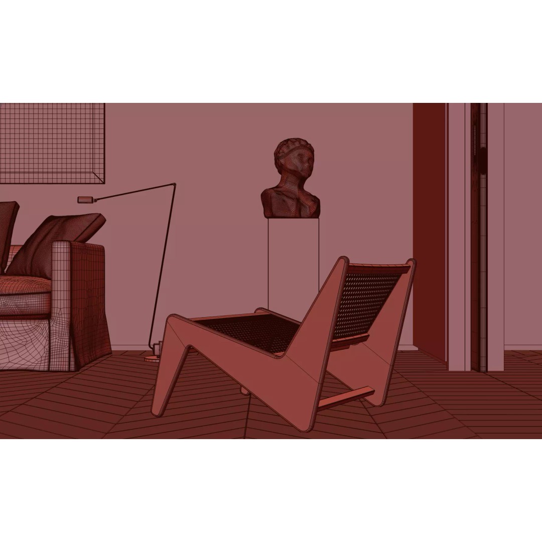 Minimalist Living Room 3D Model – High Poly Interior Scene, FBX, OBJ - View 14