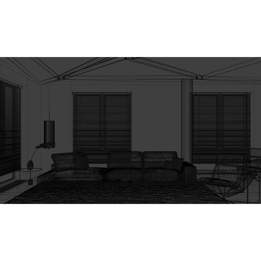 Modernist Living Room 3D Model – PBR Interior for Archviz, Blender, FBX