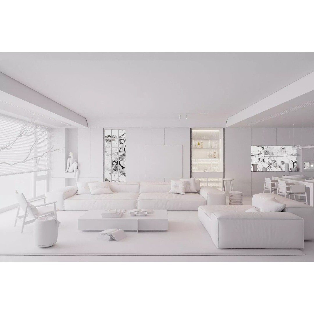 Italian-Style Living and Dining Room 3D Model – PBR Textures, Blender, FBX - View 8
