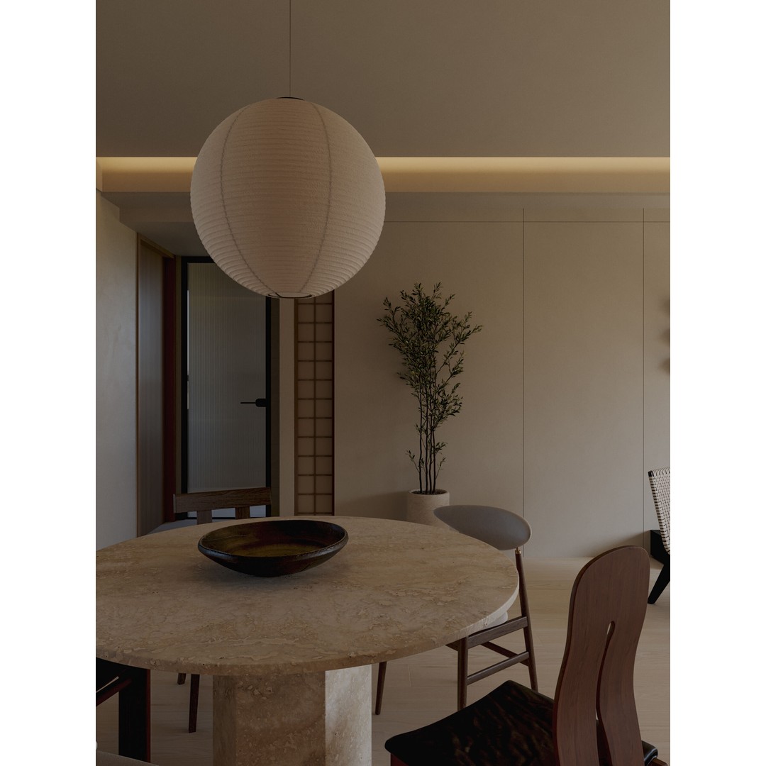 Wabi-Sabi Living and Dining Room 3D Model – Textured Interior, Corona Renderer - View 11