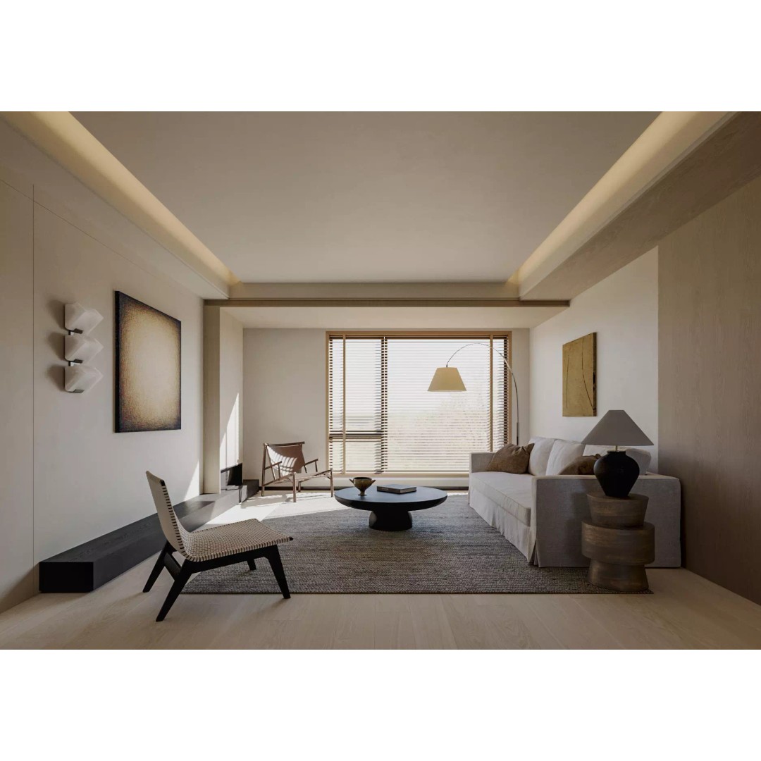 Wabi-Sabi Living and Dining Room 3D Model – Textured Interior, Corona Renderer - View 2